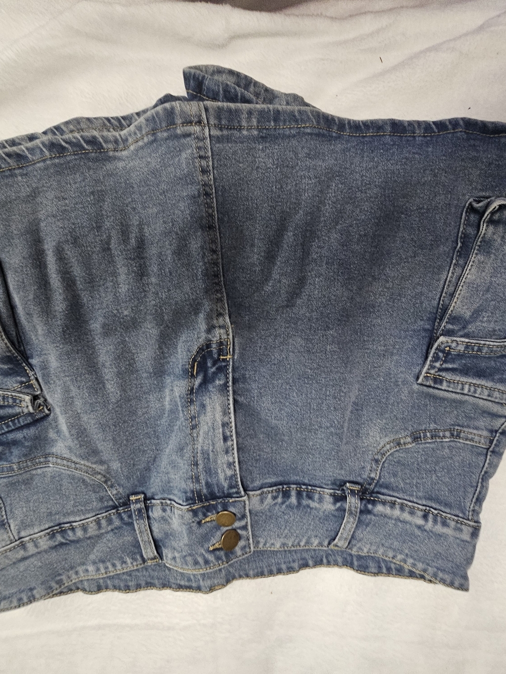Classic Blue Denim Women Cargo Style Jean Skort